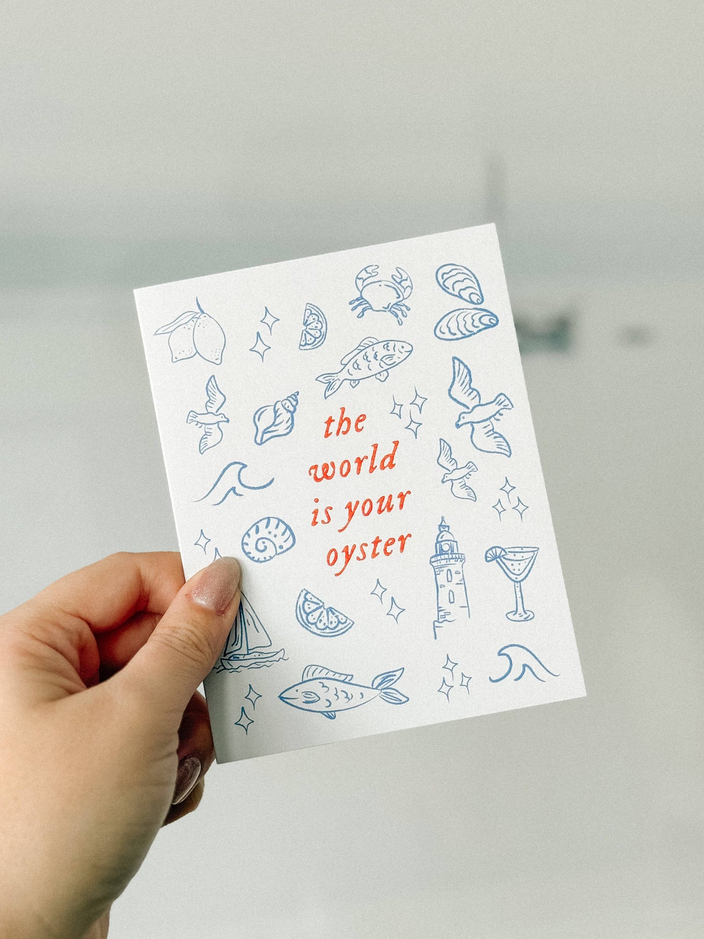 Simple Whimsy - The World Is Your Oyster - Nautical Coastal Card