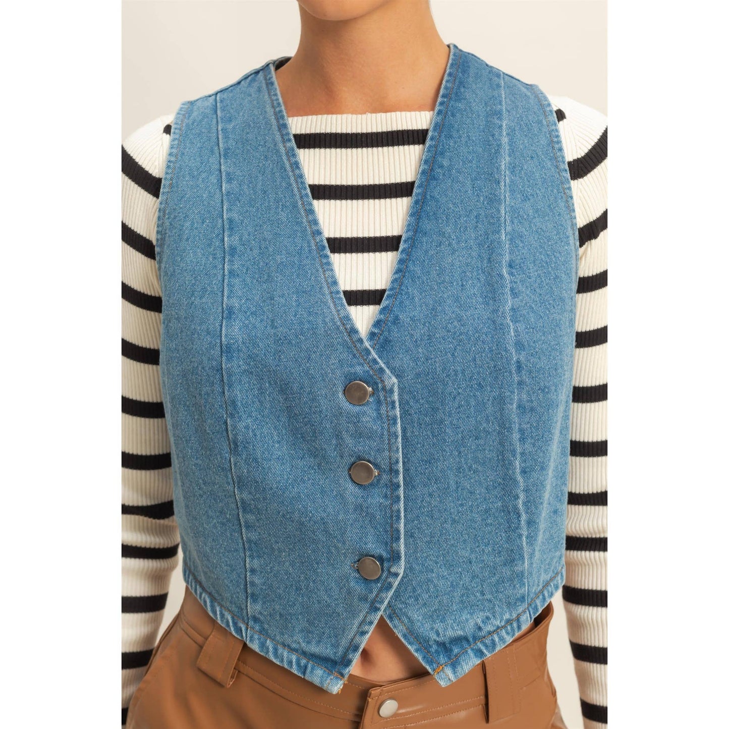 HYFVE - Trendy V-Neck Sleeveless Denim Vest