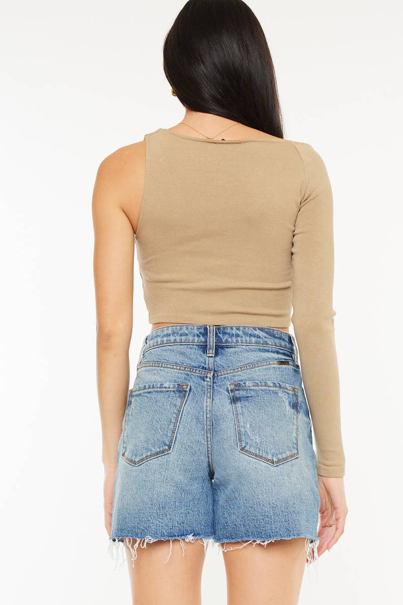 KanCan USA - mid thigh longer denim shorts