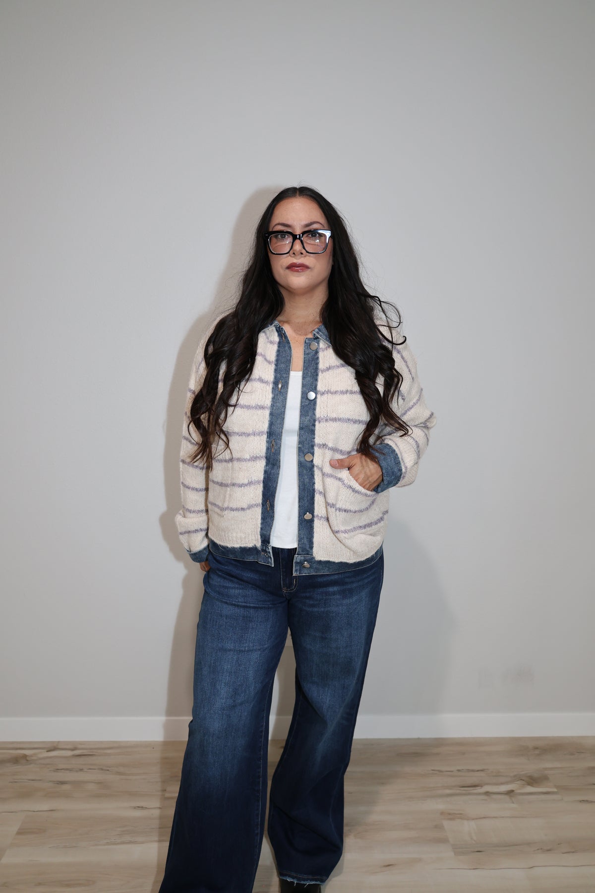 Tell Me Lies detailed stripe sweater jacket