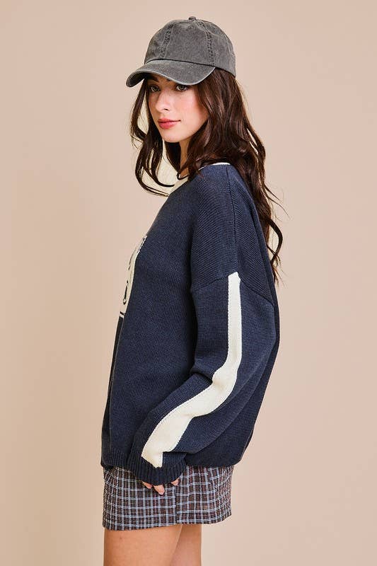 LE LIS - ROUND NECK SWEATER 89 GRAPHIC TOP