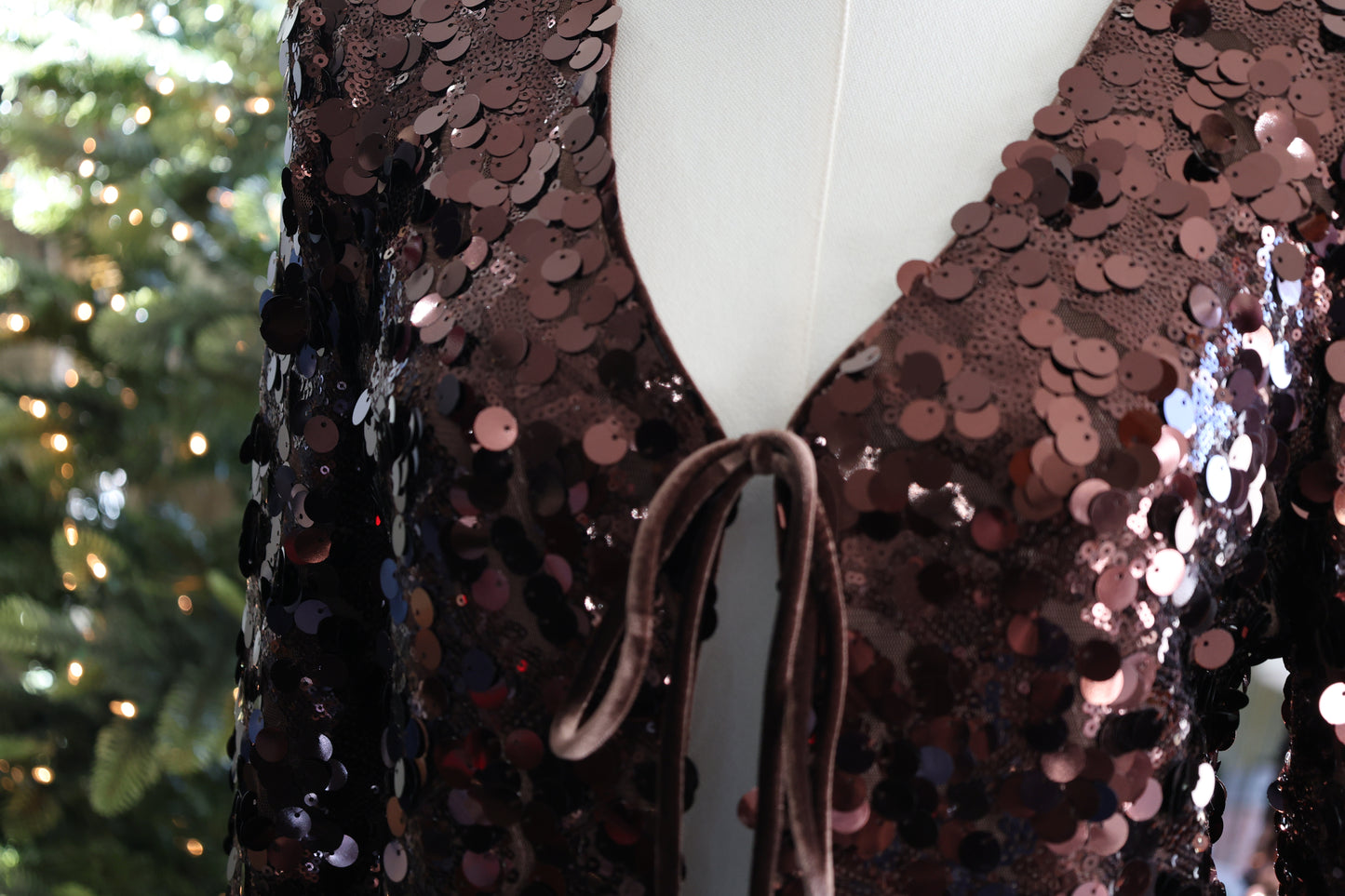 SKIES ARE BUE Sequin cardigan chocolate brown