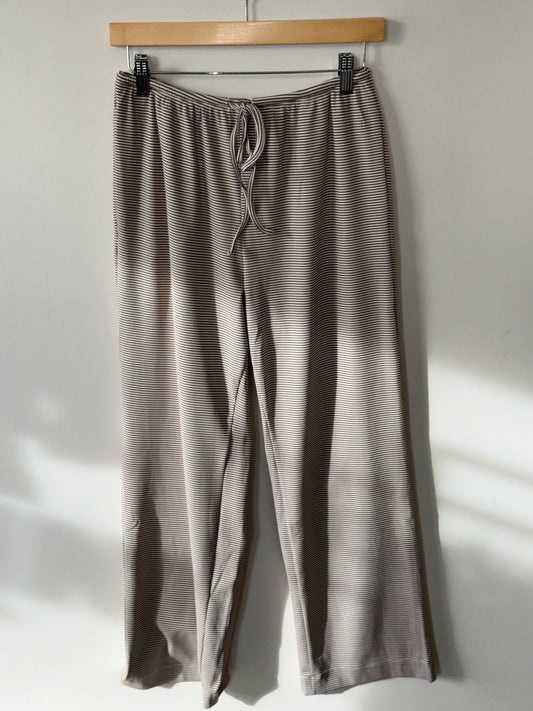 Wishlist - White/Brown Micro-stripe Lounge Pants w/ Drawstring & Pockets