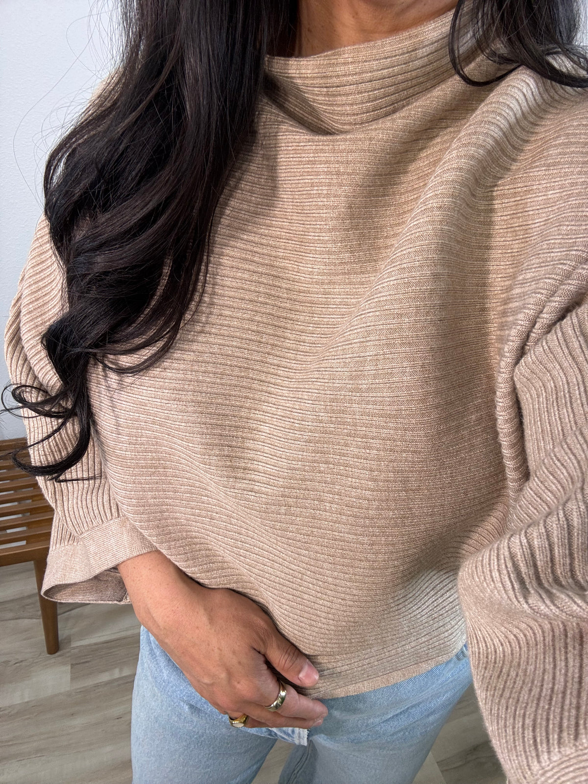 I Wish I Knew ribbed knit mock neck pullover sweater