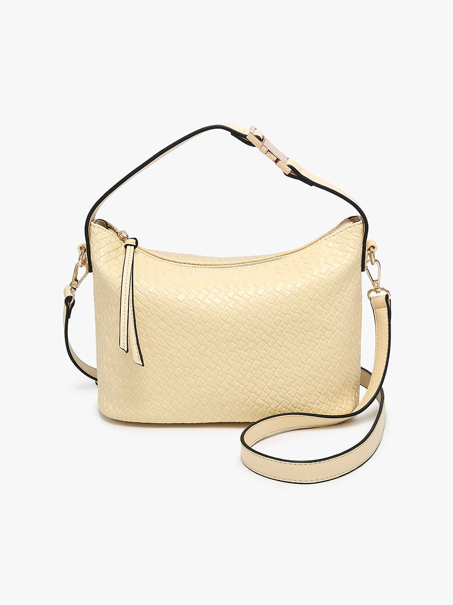 Jen & Co. - Kinsley Faux Woven Satchel w/ Top Zip Closure & Crossbody Strap