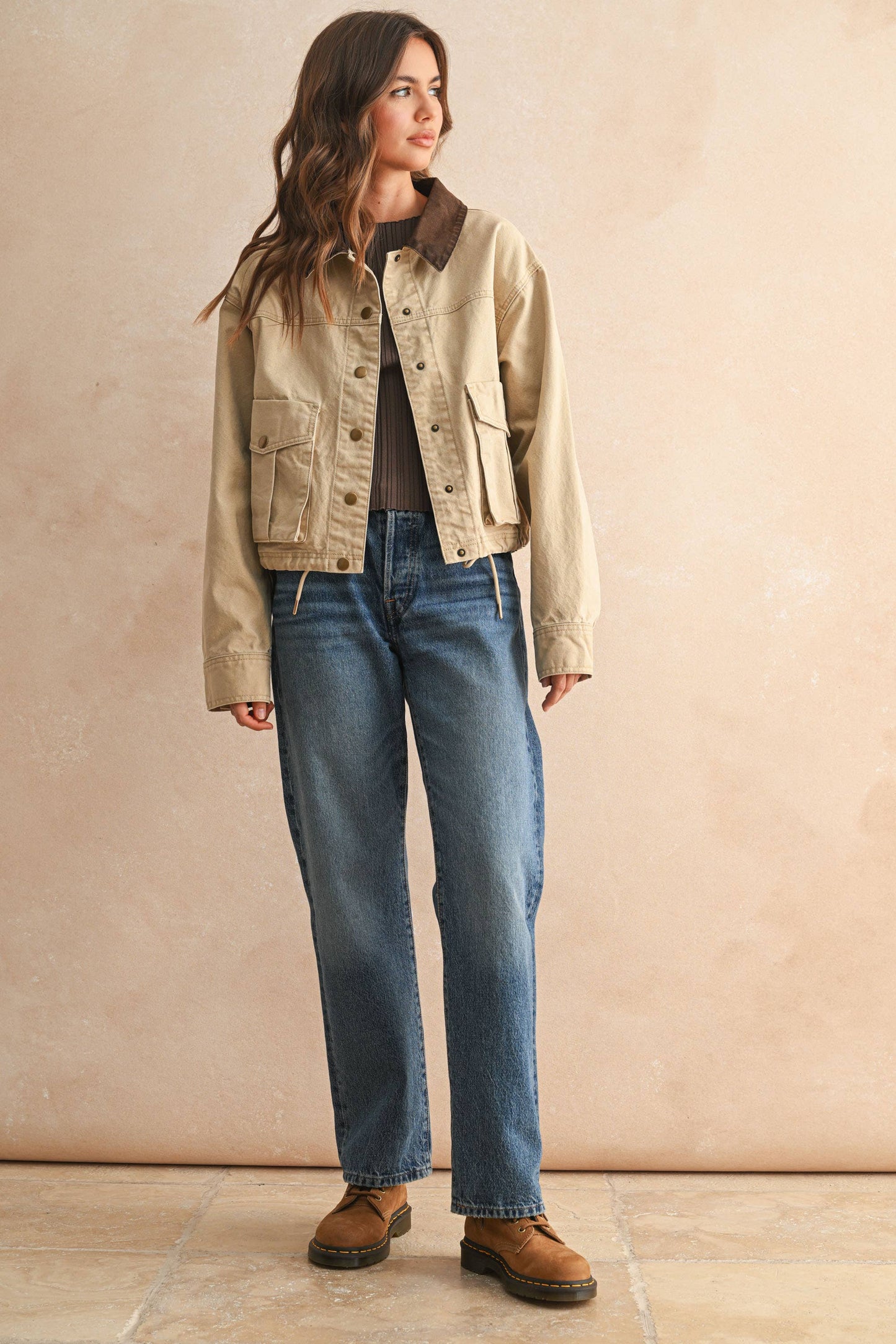 MIOU MUSE - COLLAR CONTRASTED UTILITY JACKET