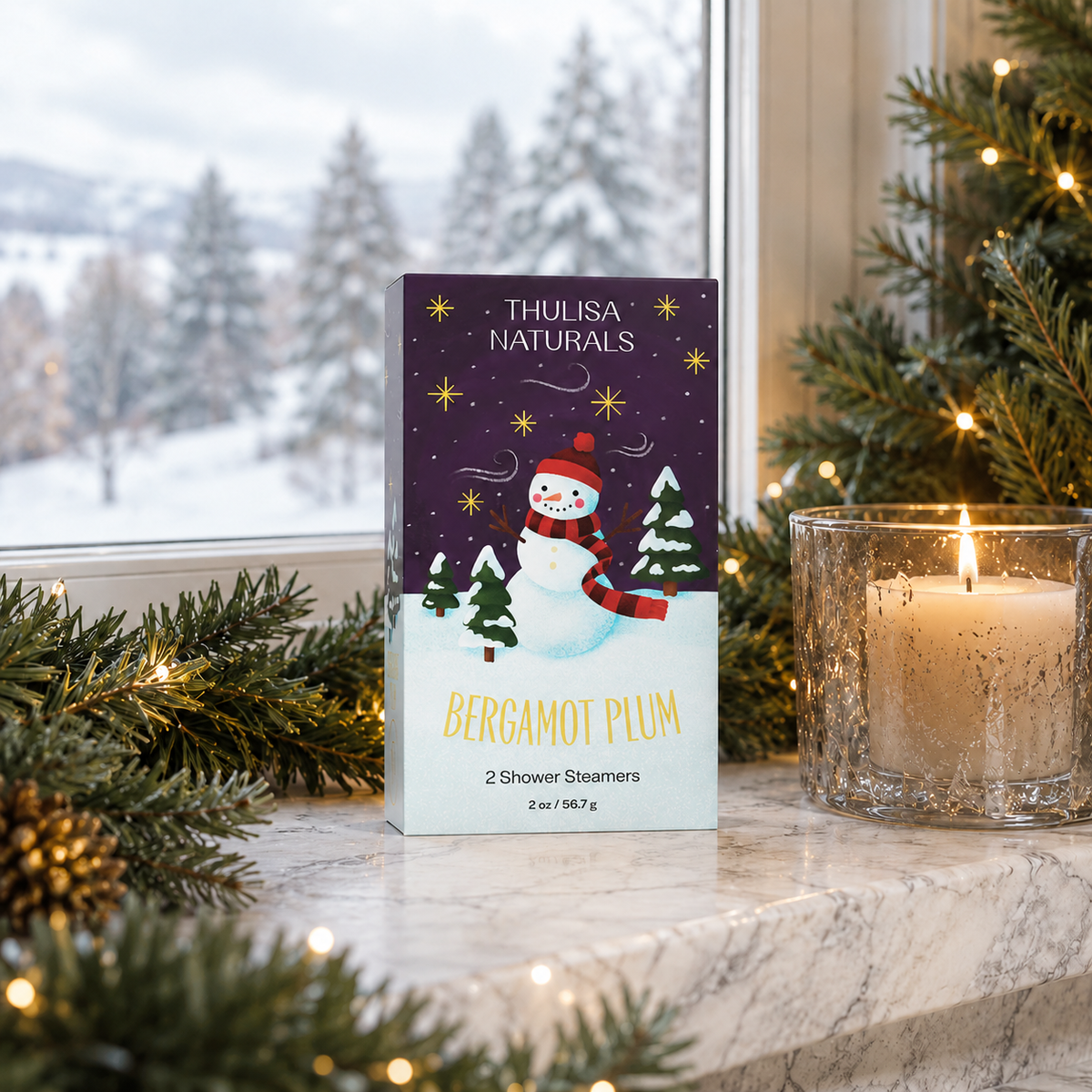 Thulisa Naturals™  | Bath + Body -   Christmas Bergamot Plum Shower Steamers Gift Set