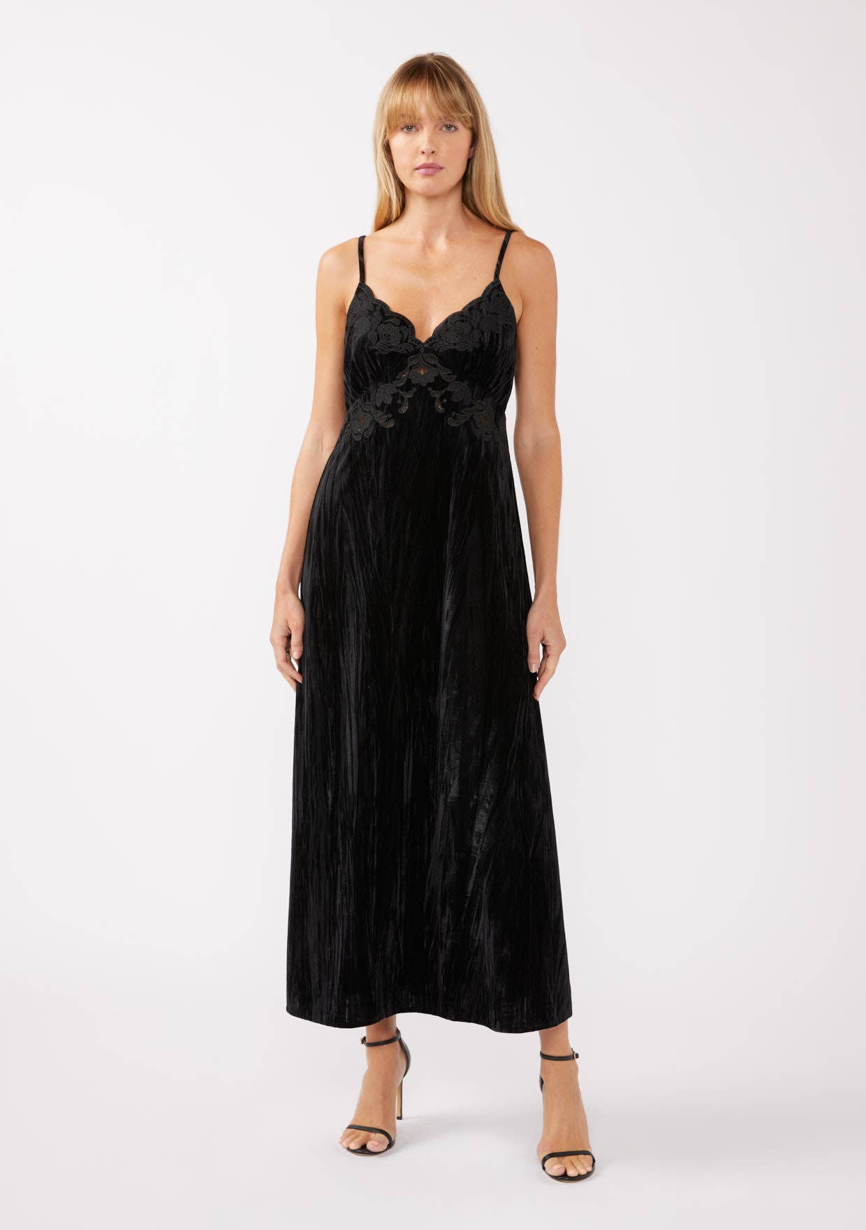 Lovestitch - Spaghetti Strap Embroidered Maxi Dress