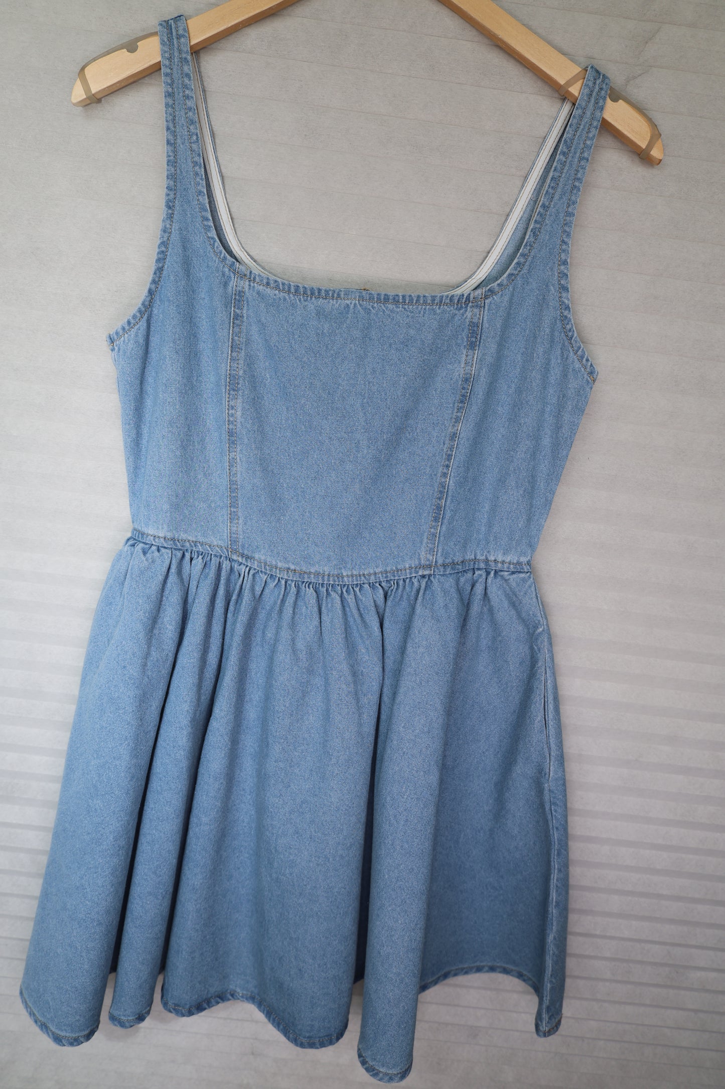 Hyfve - Square-neck Denim Mini Dress w/ Pockets