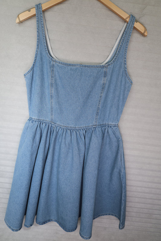 Hyfve - Square-neck Denim Mini Dress w/ Pockets