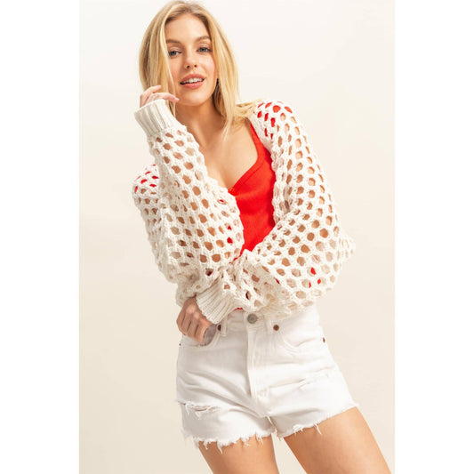 HYFVE-Open Stitch Long Sleeve Bolero Cardigan