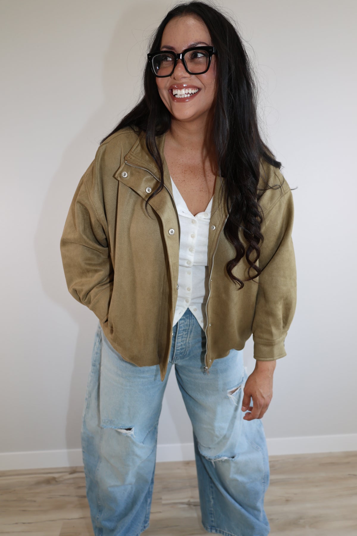 Somewhere In The City oversized snap front jacket