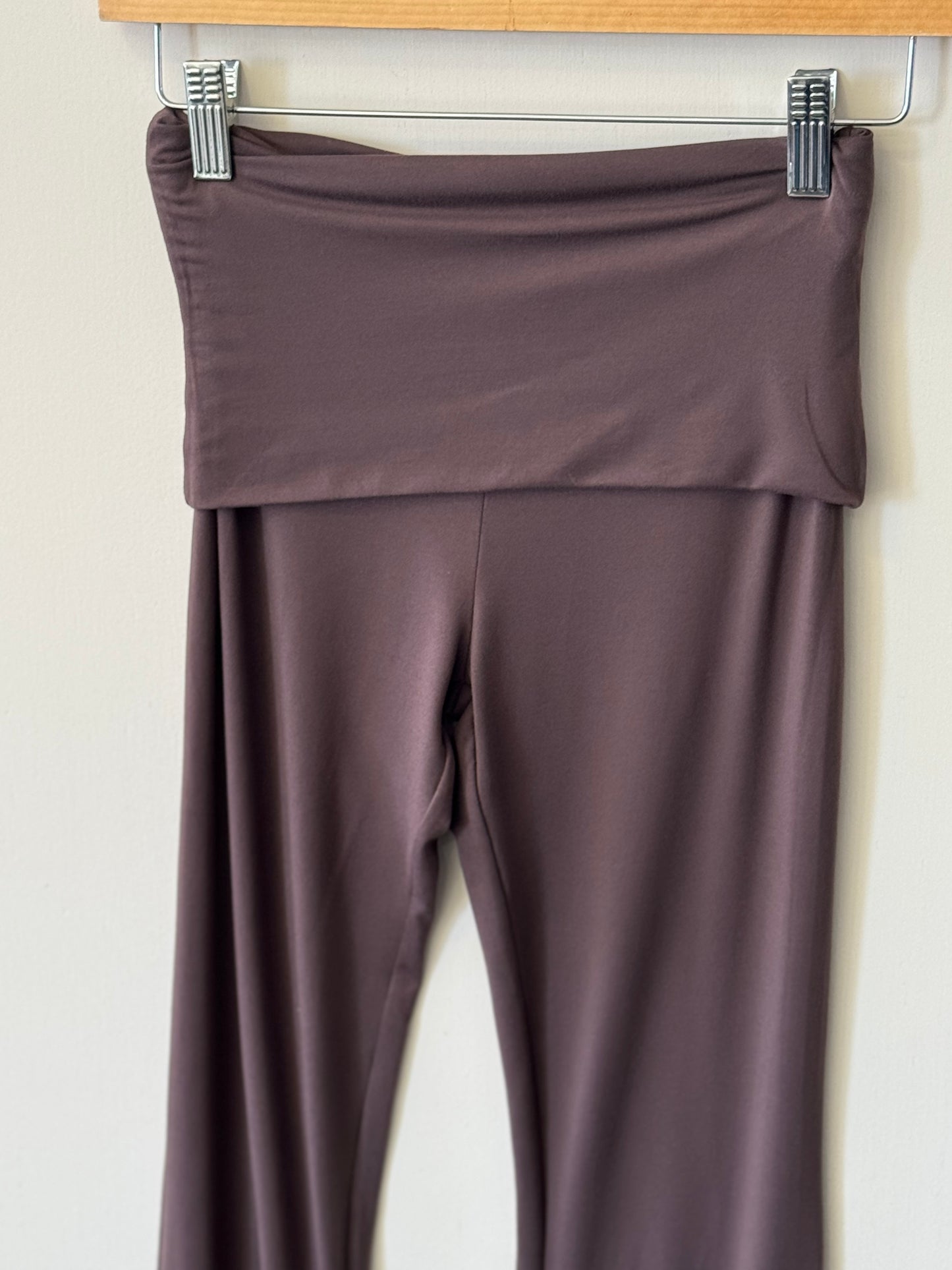 Kimberly C - Brown Fold-over Waist Flare Leggings
