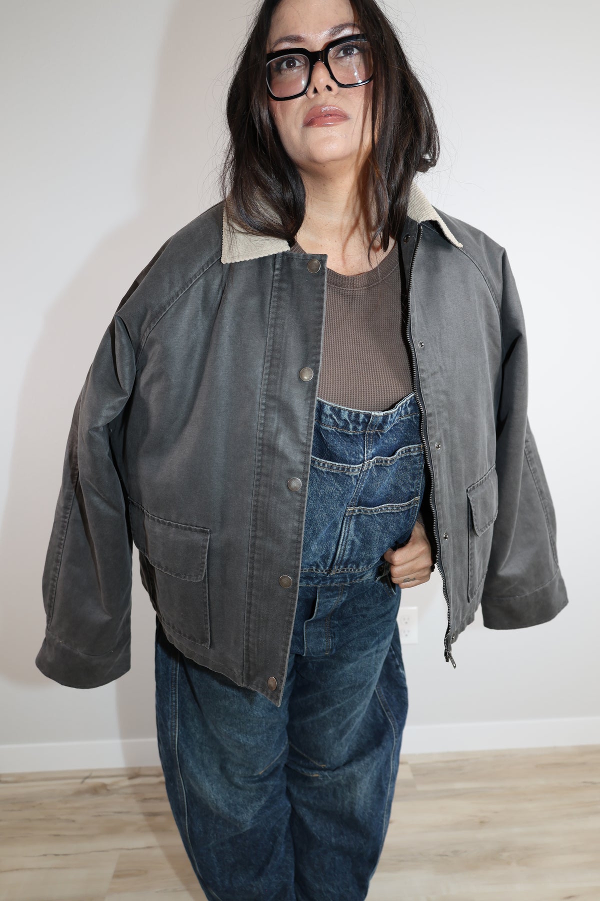 City Lights contrast collar utility jacket