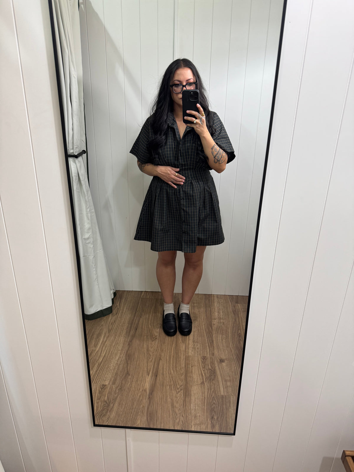 Thought You'd Never Ask plaid short button front dress
