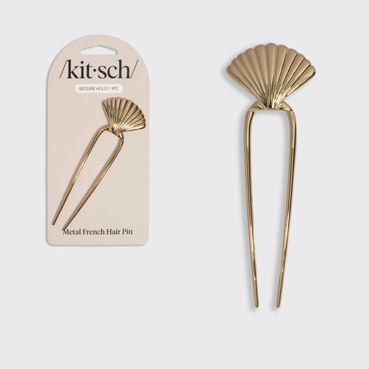 KITSCH - Metal Clam Shell French Hair Pin - Gold