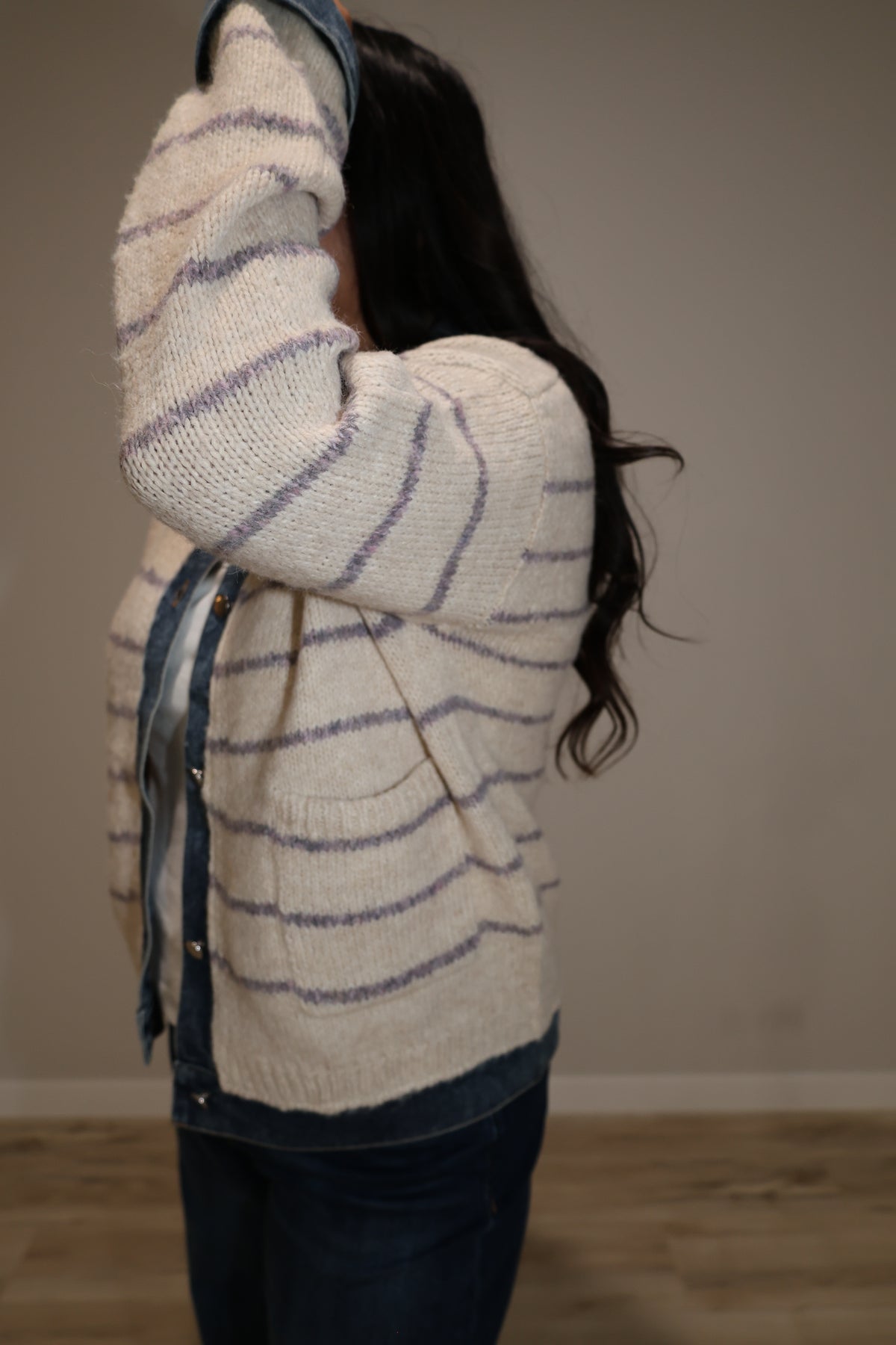 Tell Me Lies detailed stripe sweater jacket