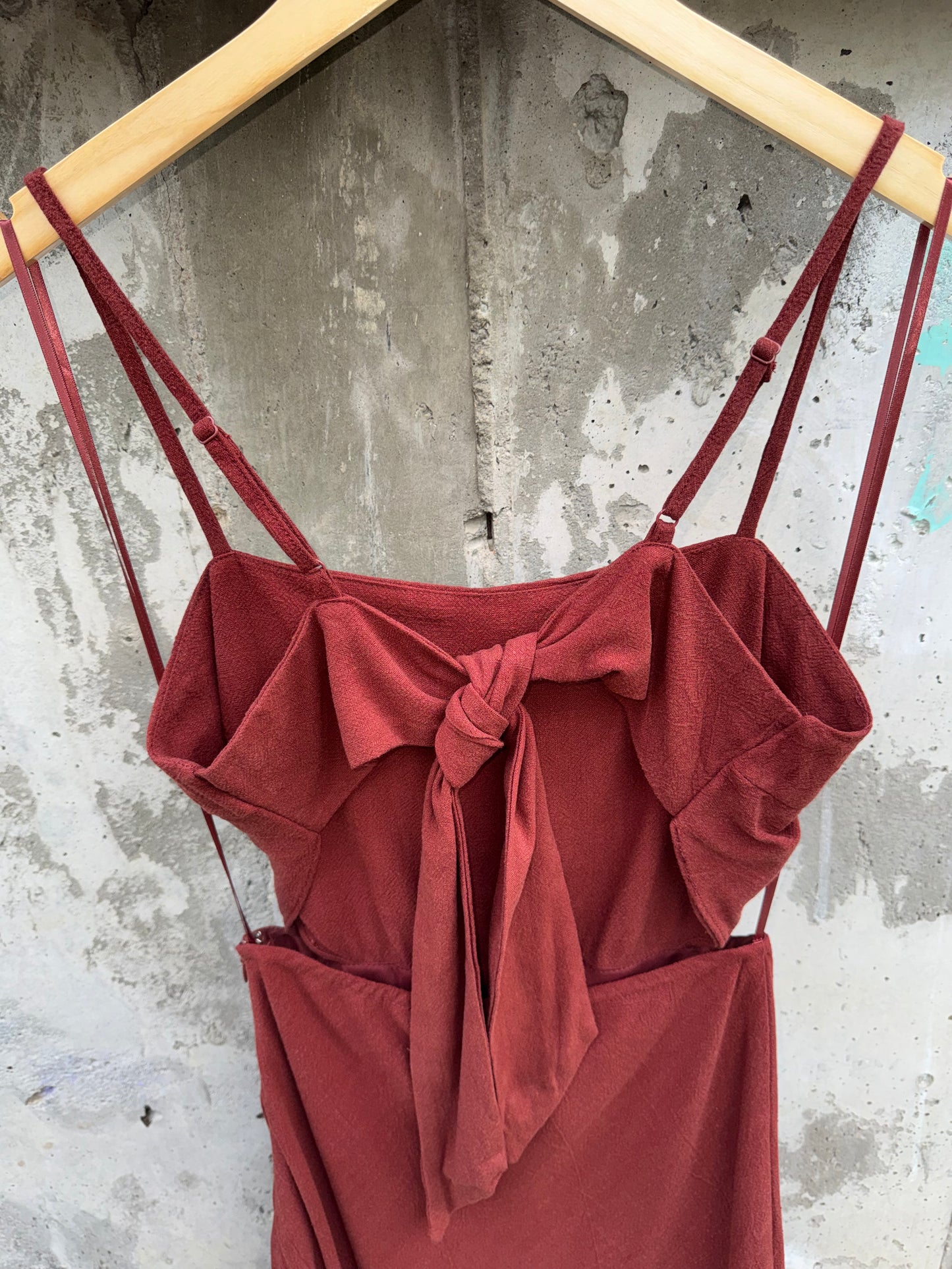 Mustard Seed - Brick Red Scarf Style Open Back Dress