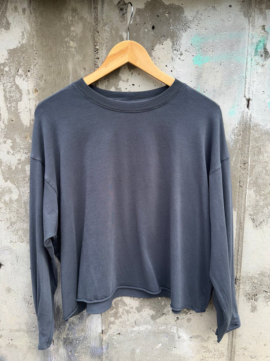 Mono B - Grey Soft Boxy Long Sleeve Luxe Tee