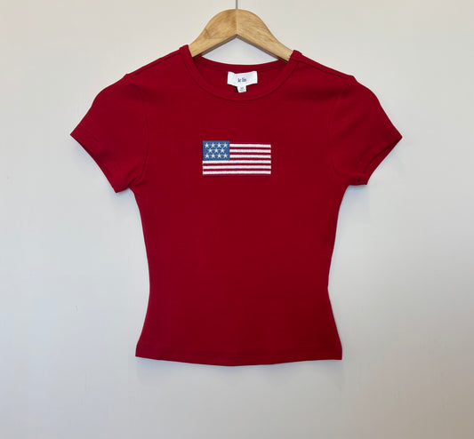 Le Lis - American Flag Baby Tee