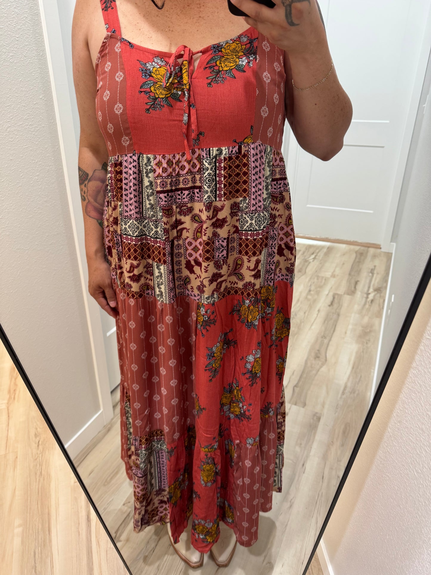 Wishlist - Multicolor Patchwork Tiered Maxi Dress
