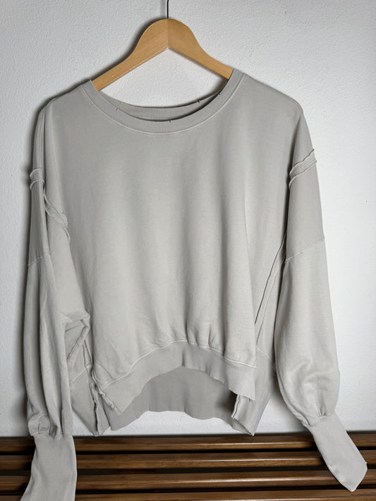 By Together Knit Cotton Round Neck Long Sleeve Hi-Lo Sweatshirt