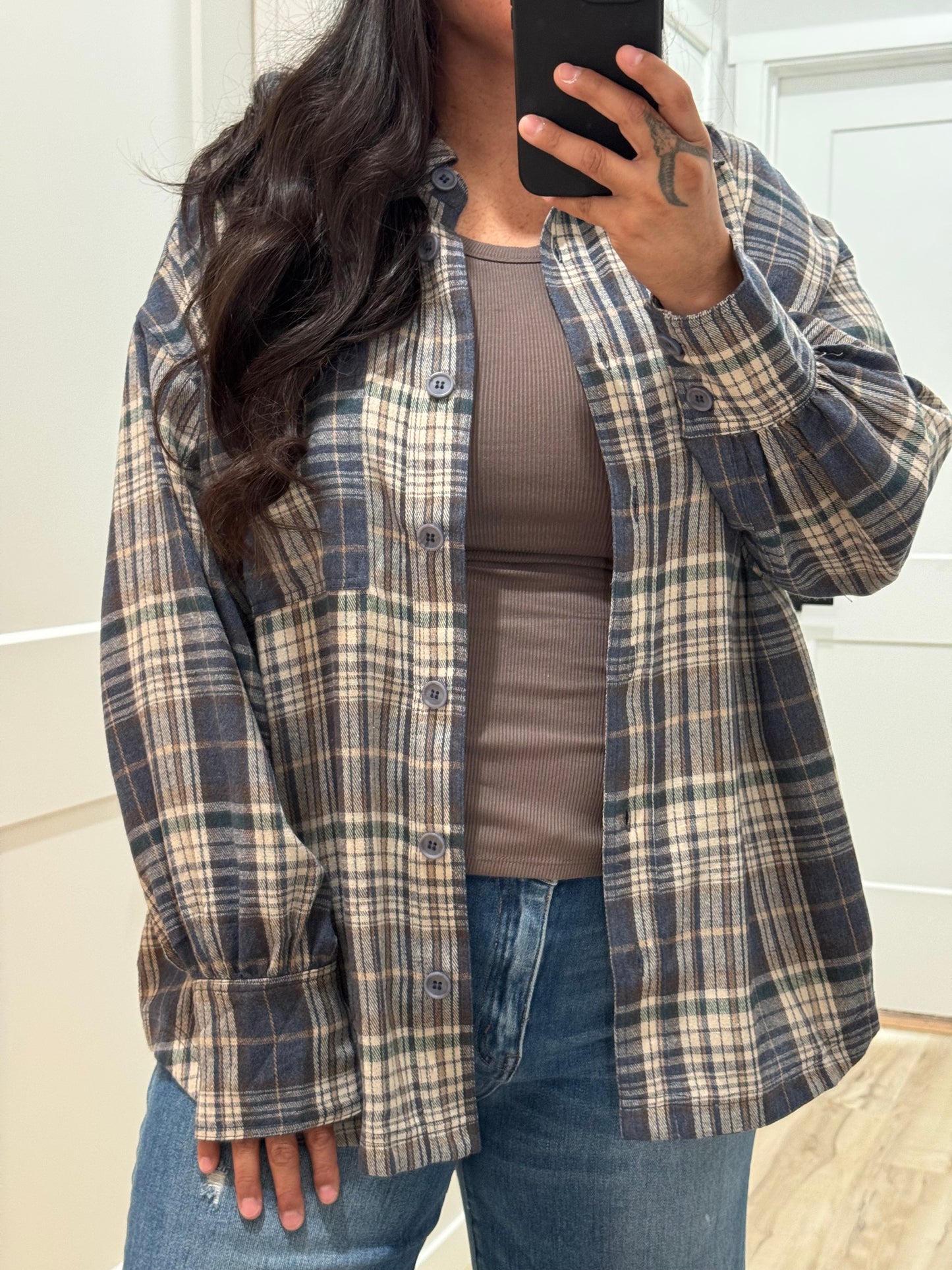 Mustard Seed - Brushed Plaid Oversized Layering Flannel
