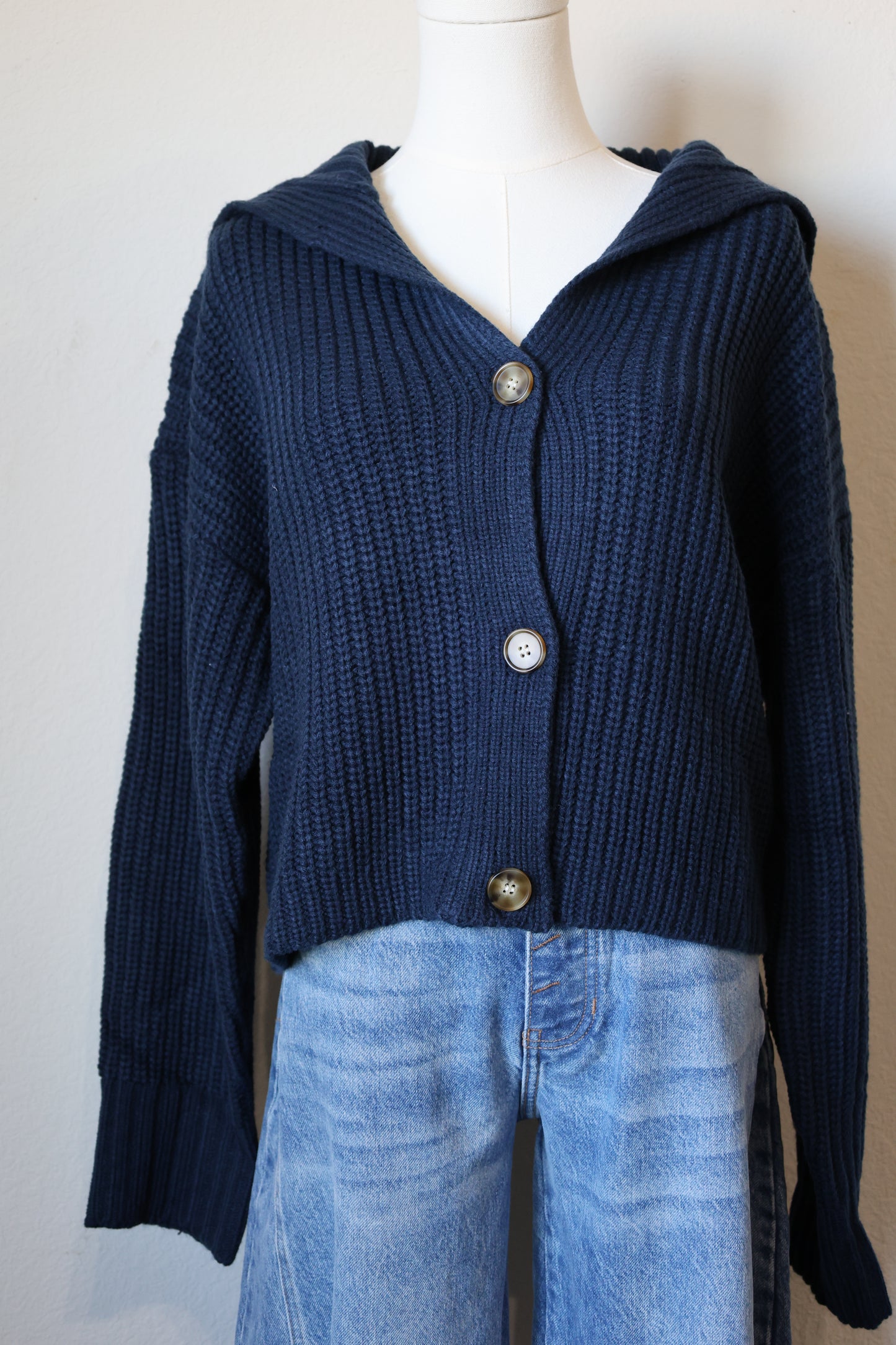 Buttermelon Navy pullover button front cardigan