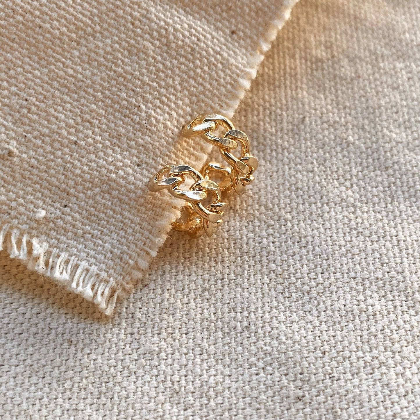 GoldFi - 18k Gold Filled Petite Chain Link Chain C-Hoop Earrings