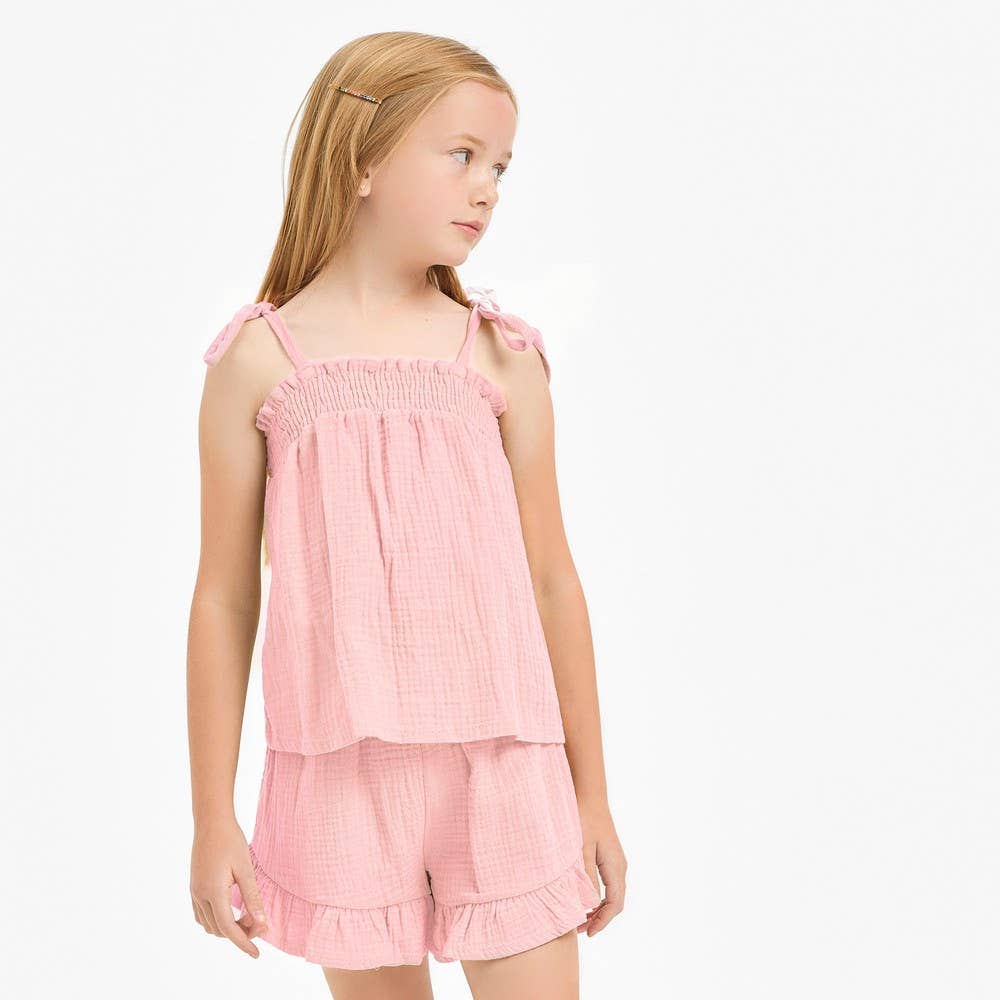Good Girl - Cotton Gauze Shoulder Tie Cami Top