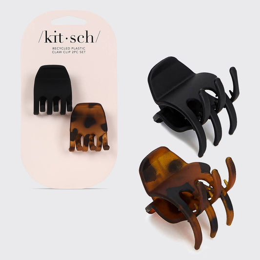 KITSCH - Eco-Friendly Medium Claw Clips 2pc set - Black & Tort