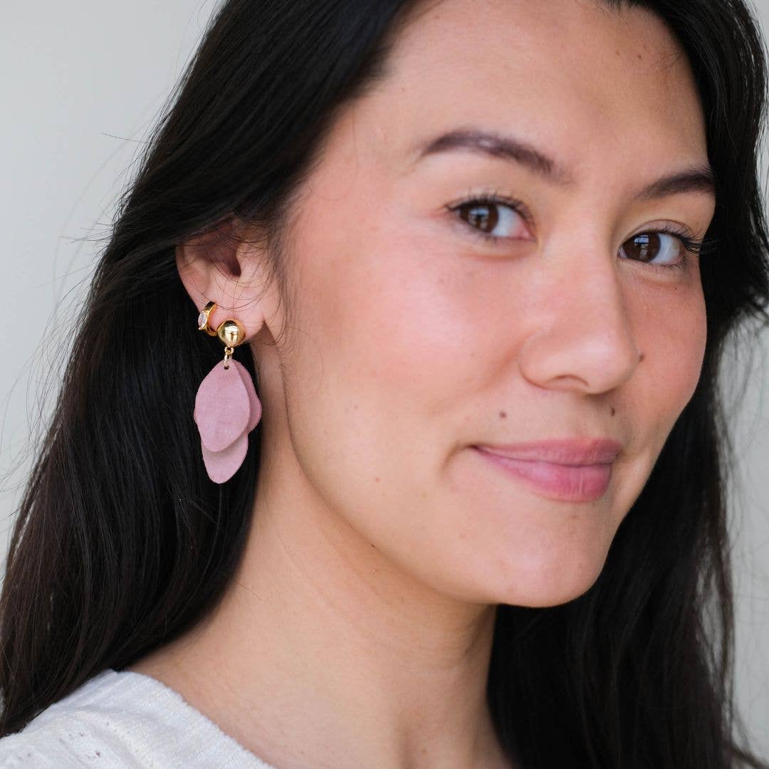 Nickel and Suede - Rosewater Suede Weston earrings