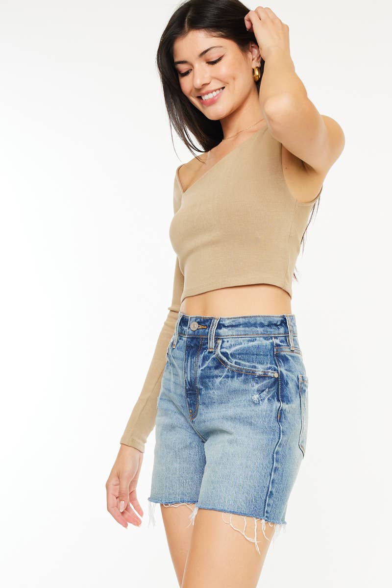 KanCan USA - mid thigh longer denim shorts
