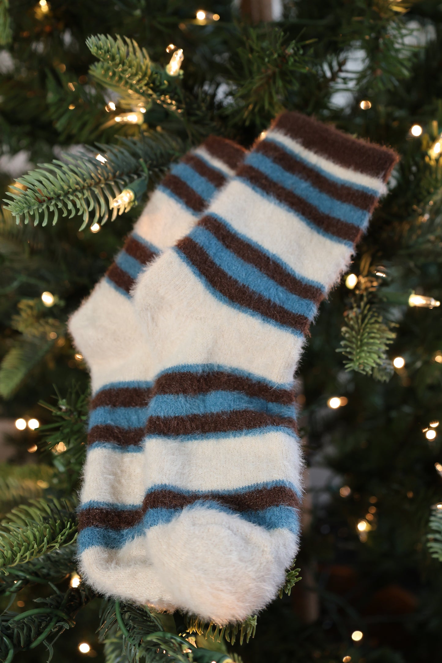 ACCITY - Striped Plush Socks Women Winter Thick Cozy