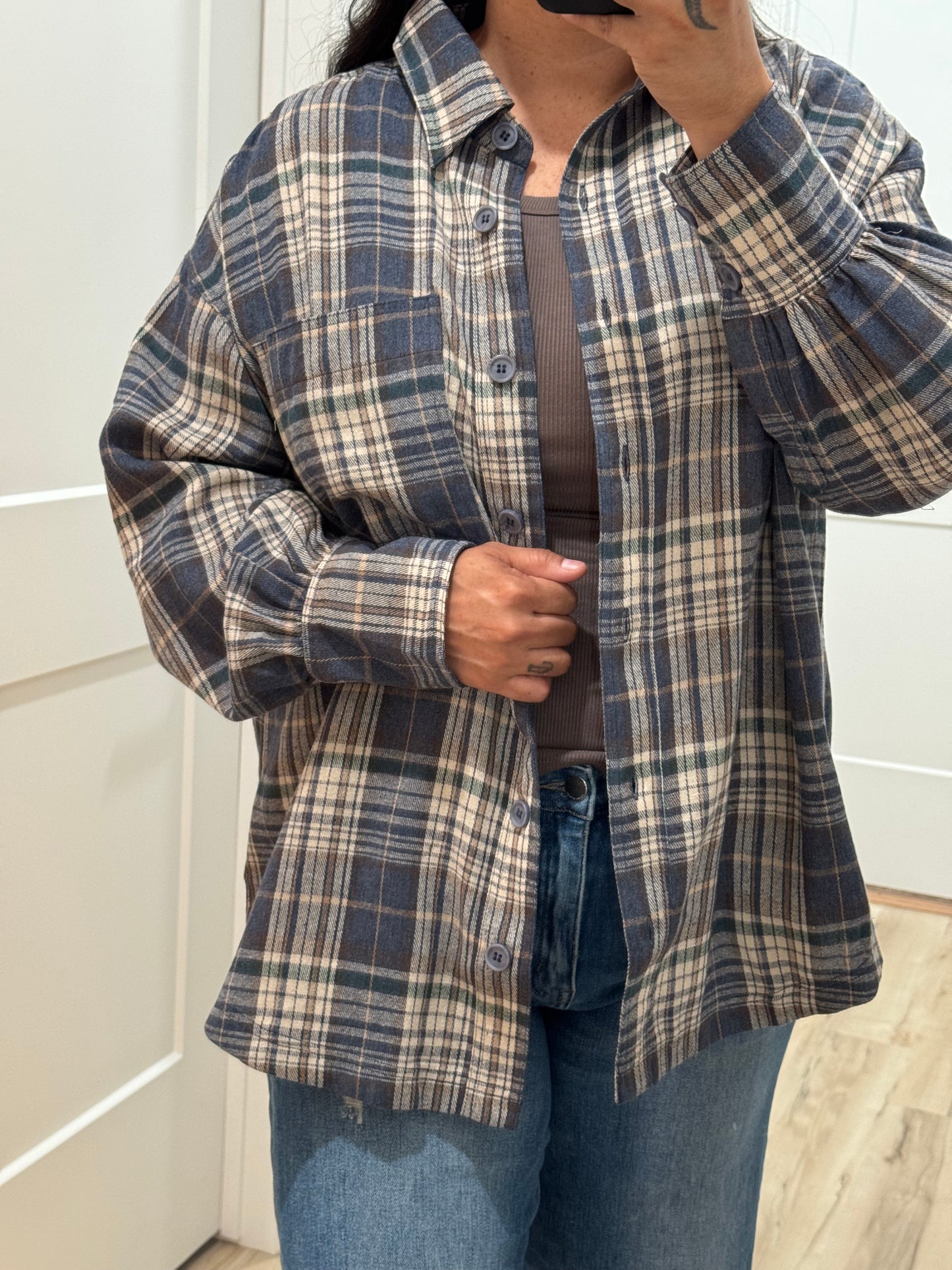 Mustard Seed - Brushed Plaid Oversized Layering Flannel
