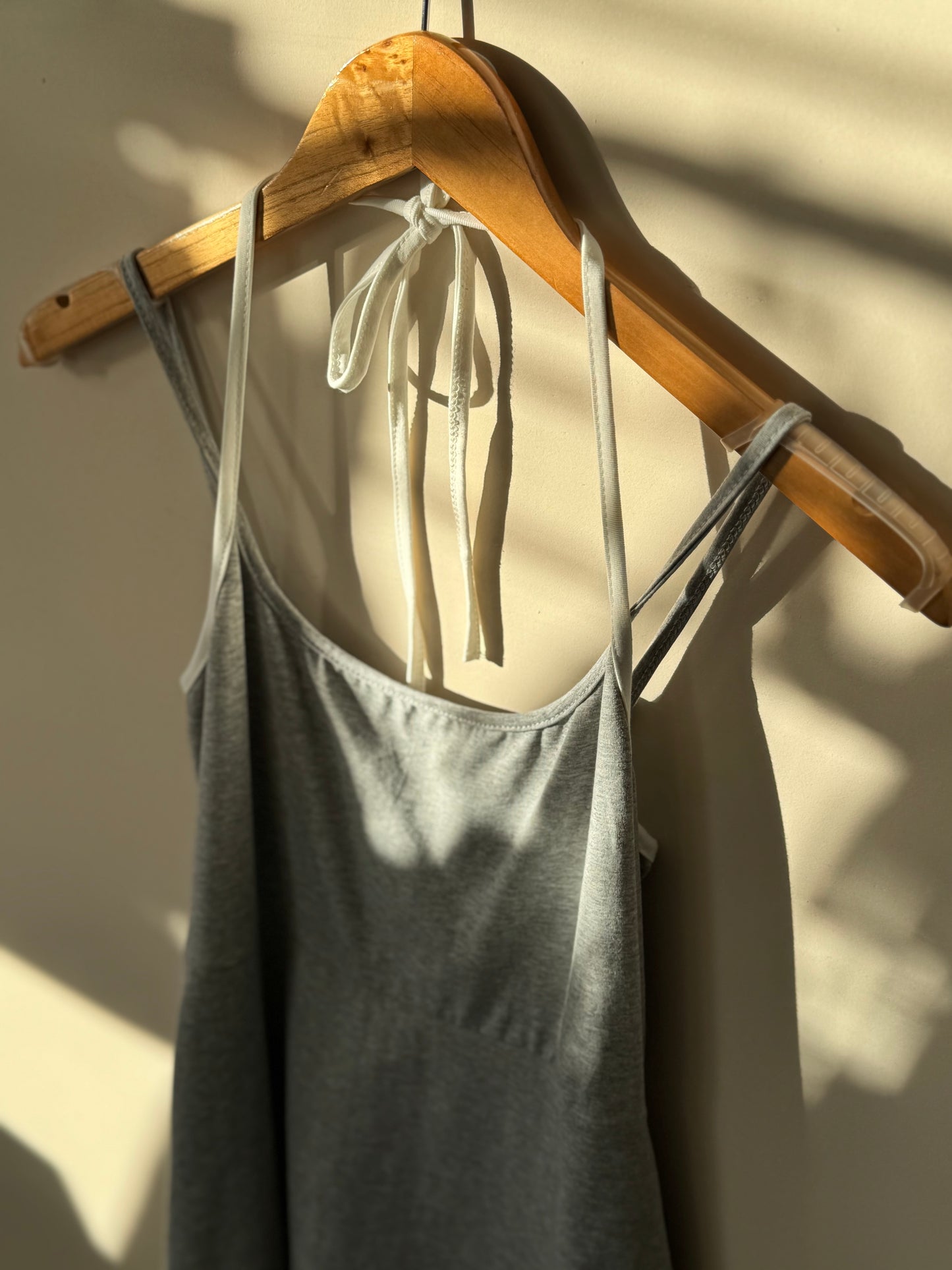 Hyfve - Grey Layered-top Spaghetti Halter Mini Dress