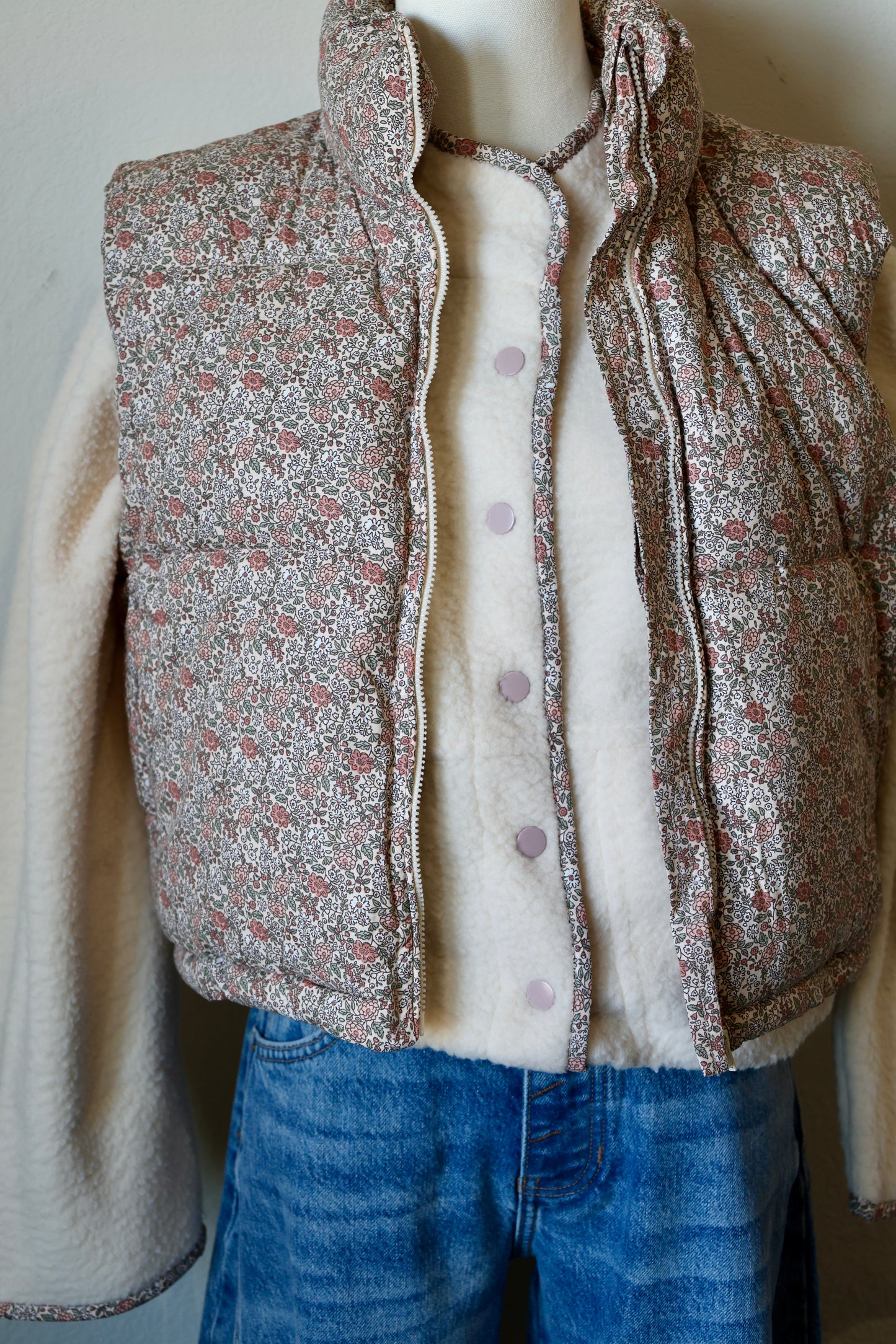 Buttermelon ivory/multi soft snap button lightweight jacket