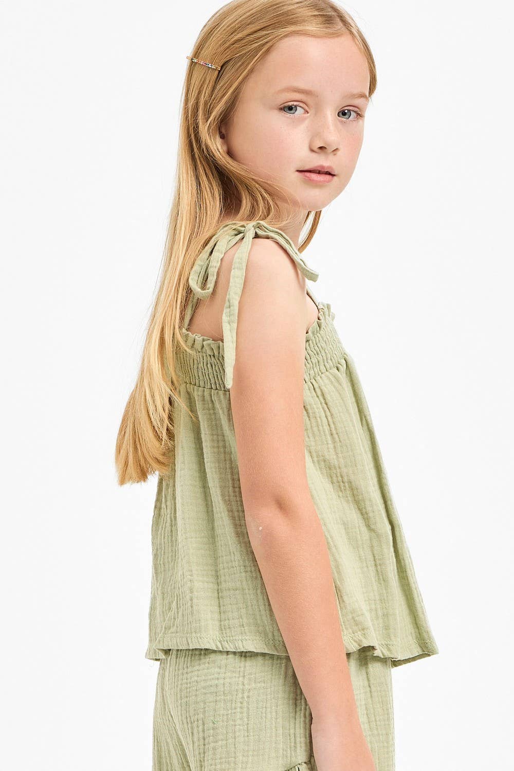 Good Girl - Cotton Gauze Shoulder Tie Cami Top