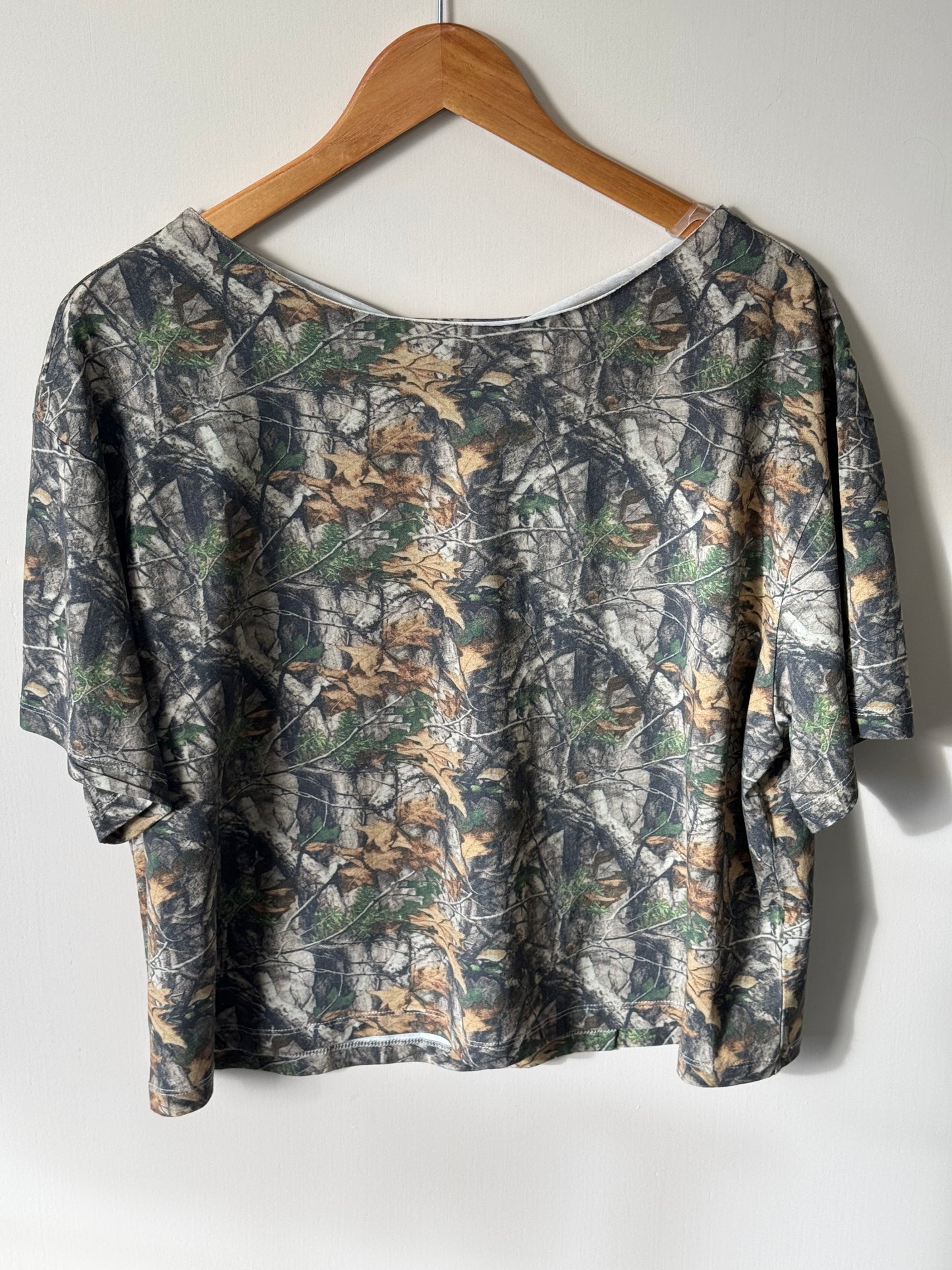 TicToc - Bayou Camo Off-Shoulder Raw Hem Tee