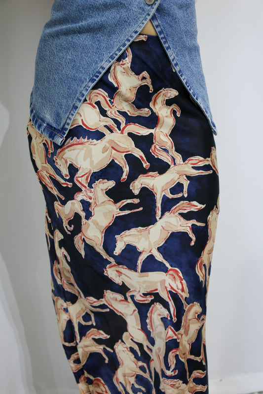 Dress Forum horse print maxi slit skirt