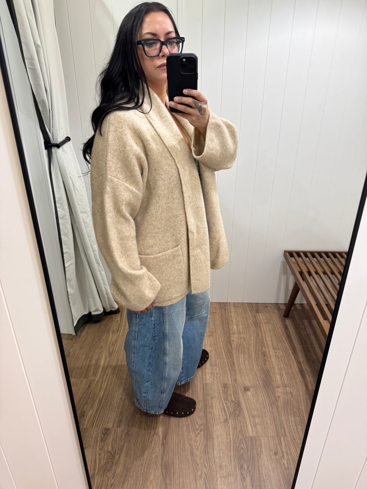 Come A Little Closer soft oversized open front cardigan