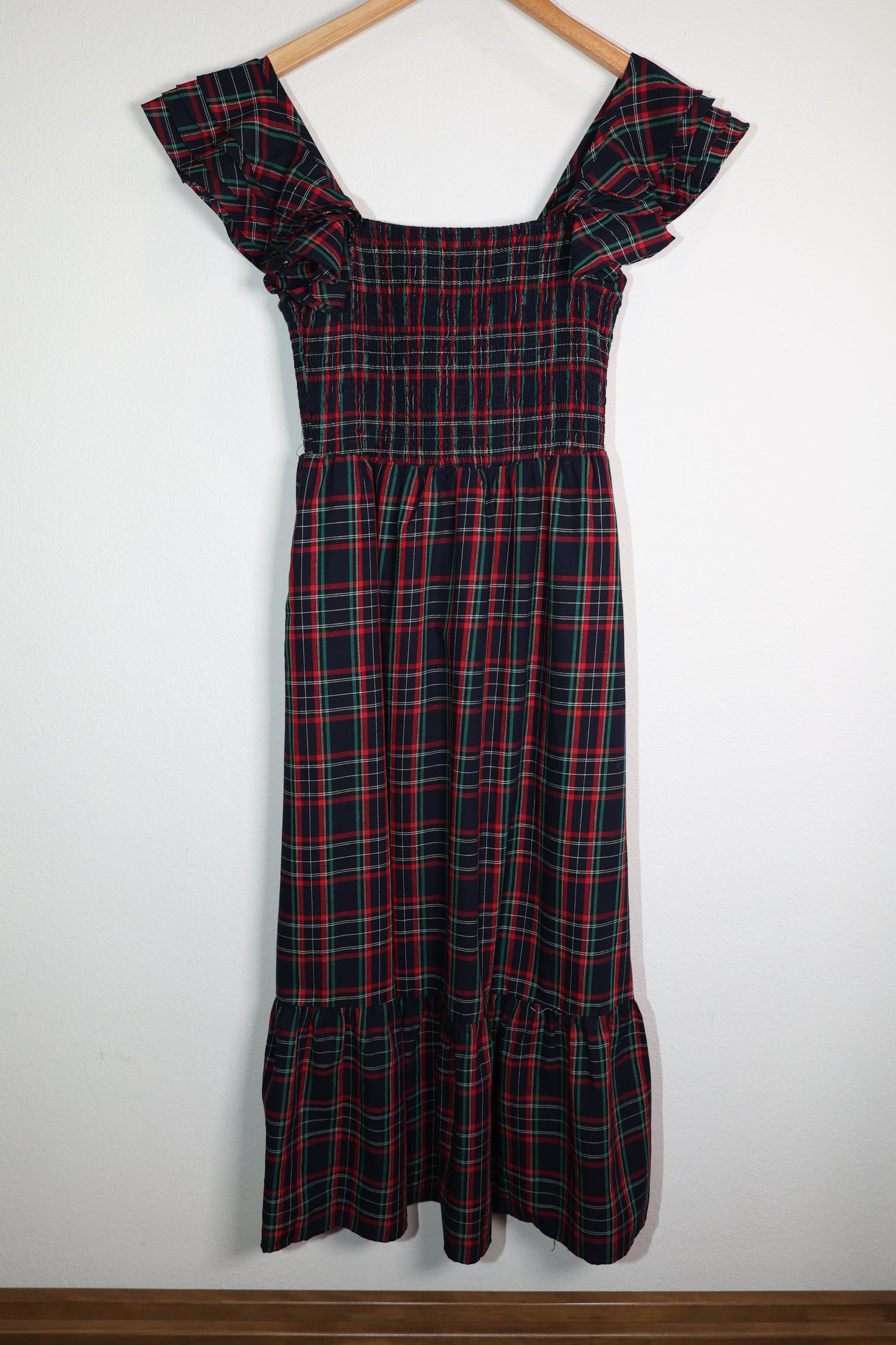 Sugarlips - Chapman Plaid Girona Smocked Ruffle Midi Dress