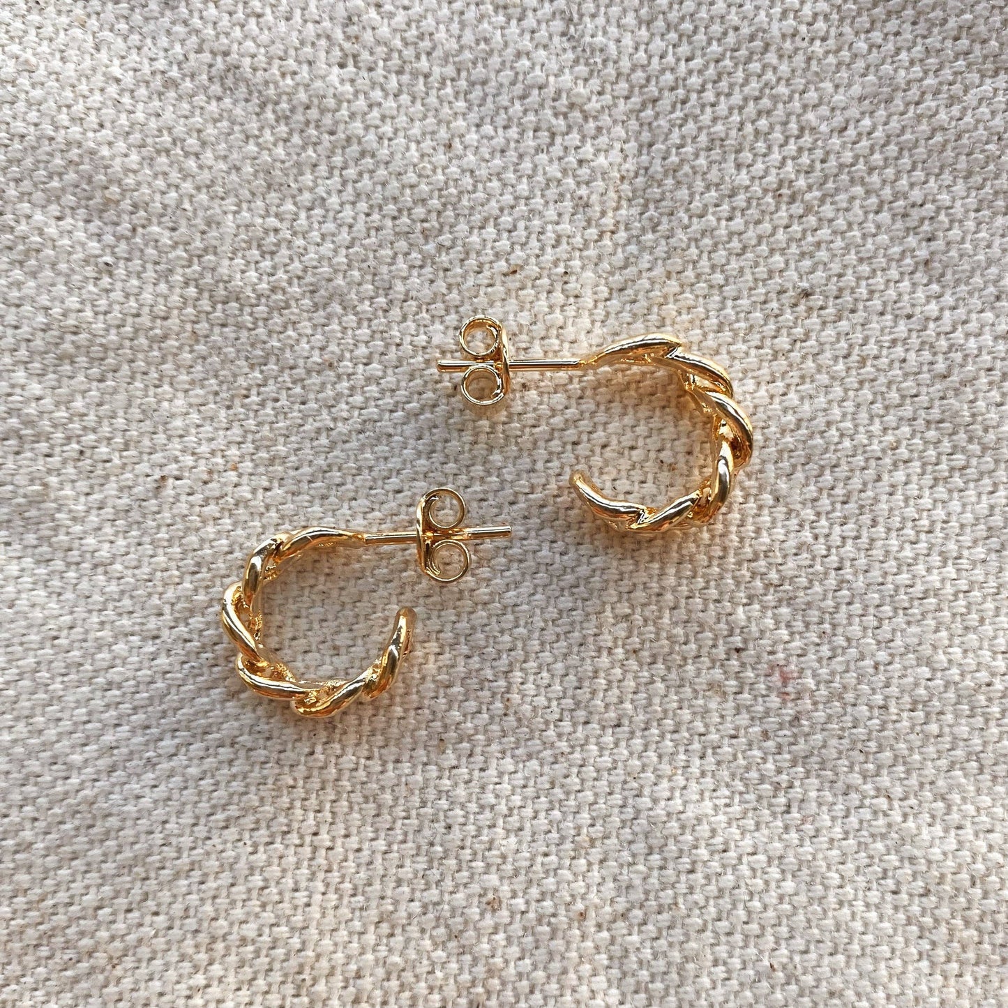 GoldFi - 18k Gold Filled Petite Chain Link Chain C-Hoop Earrings