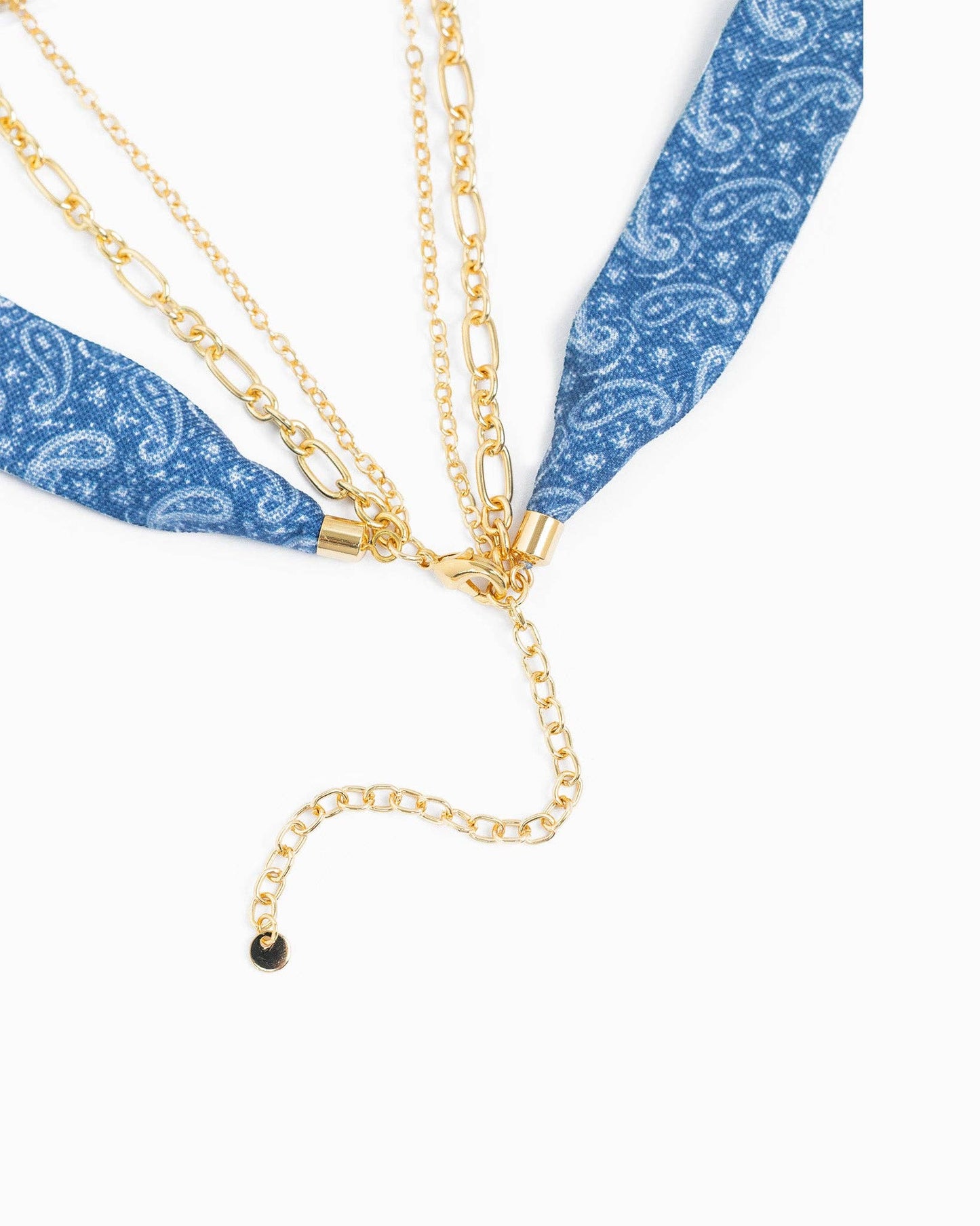 Sessori - 3 Layered Western Denim Bandana Scarf Necklace