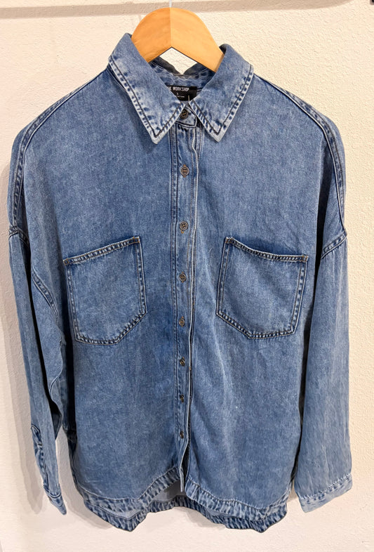 Blu Pepper- Washed Denim Long sleeve button down shirt