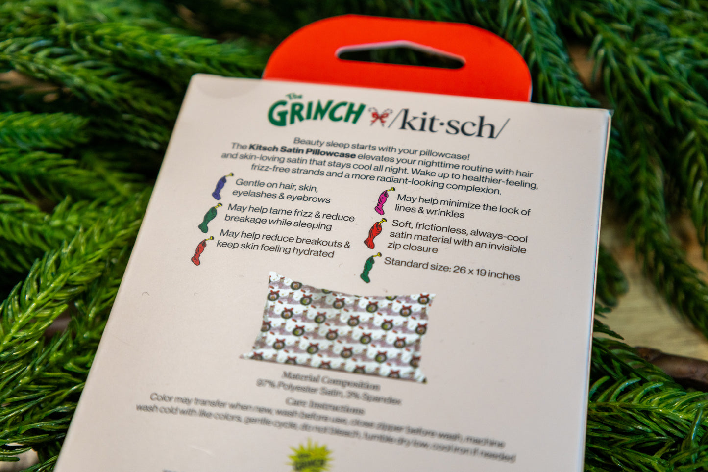 KITSCH - The Grinch x Kitsch Satin Pillowcase in Cindy Lou Who