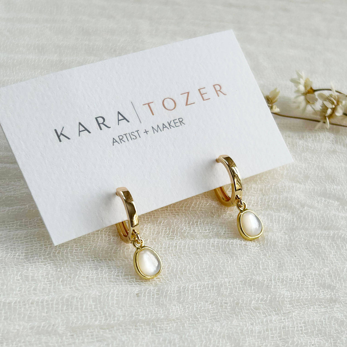 KARA | TOZER - Mother Of Pearl Charm Hoops