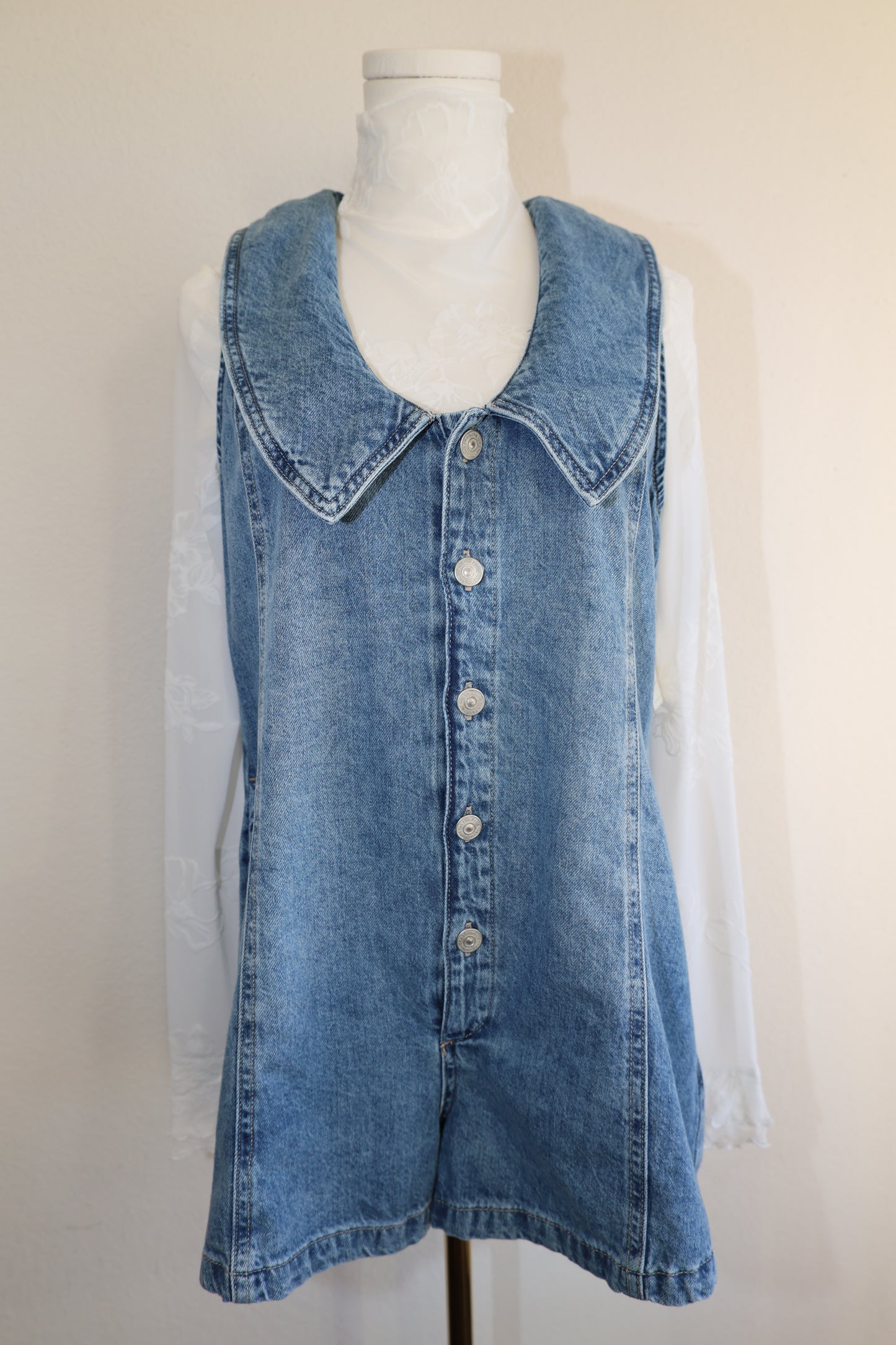 Free People Dover romper with Peter Pan style collar 