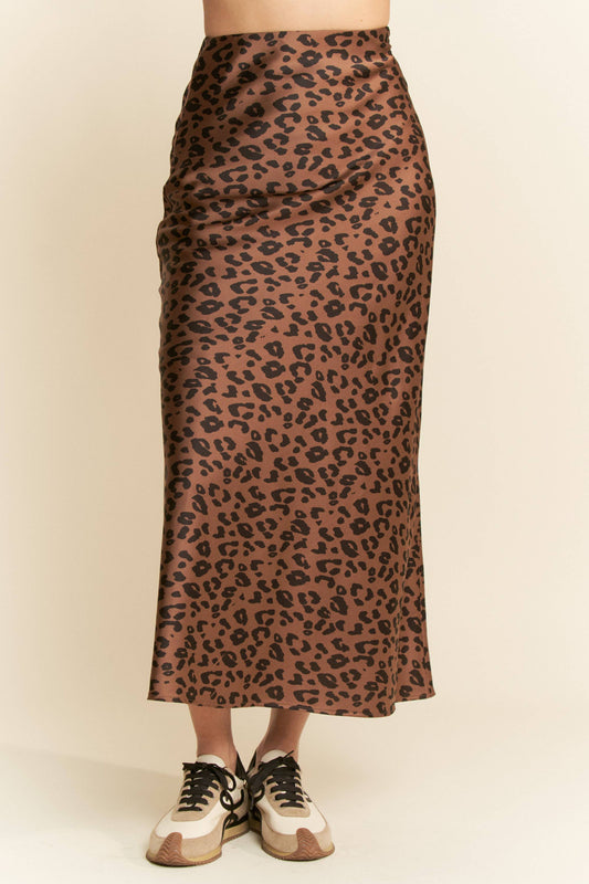 Davi & Dani - LEOPARD ANIMAL PRINT LONG LENGTH WAIST TIE  SKIRT
