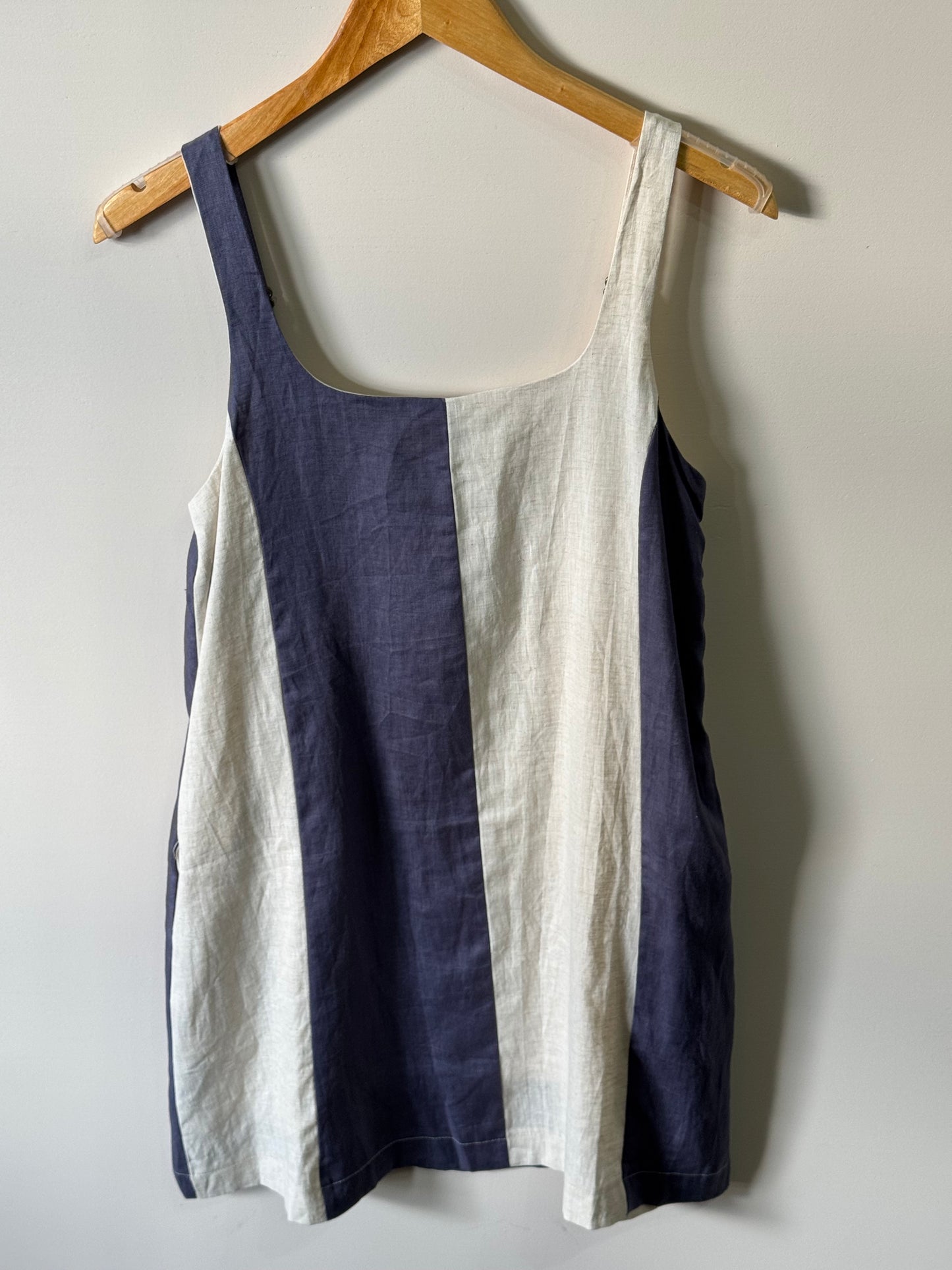 Miou Muse - Color Block Linen Dress w/ Adjustable Straps